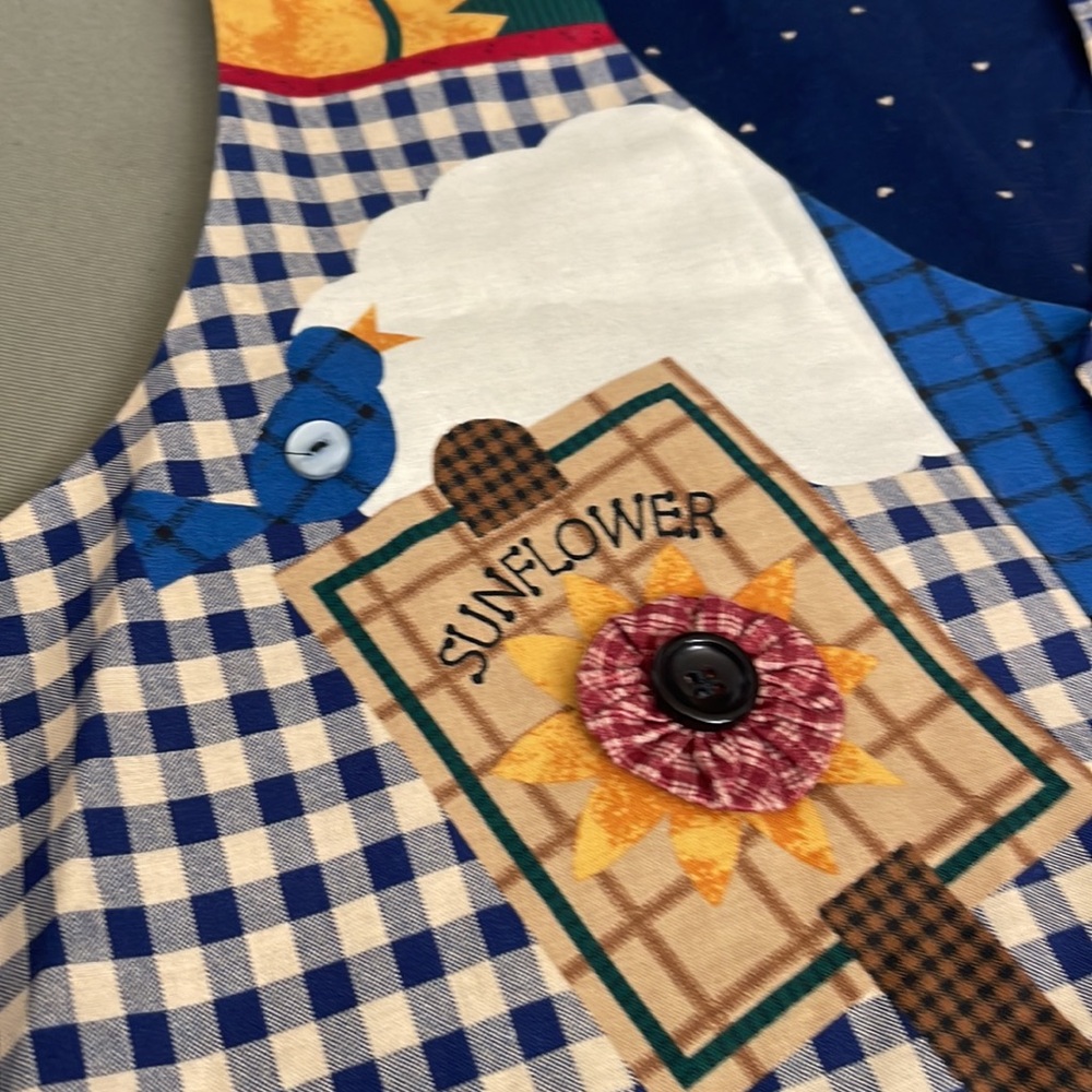 Colorful Patchwork Reversible Vest with Sunflower… - image 4